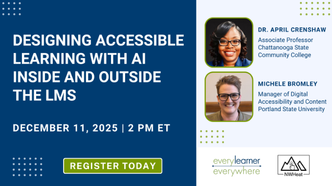 Deisgning Accessible Learning featuring Dr. April Crenshaw an d Michele Bromley